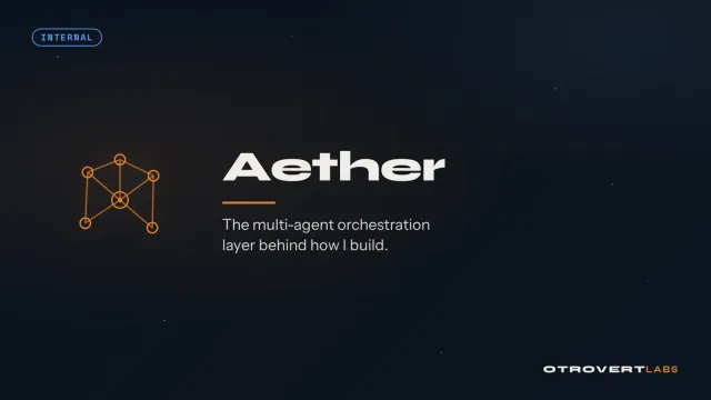 Aether title card: a node graph around a hub