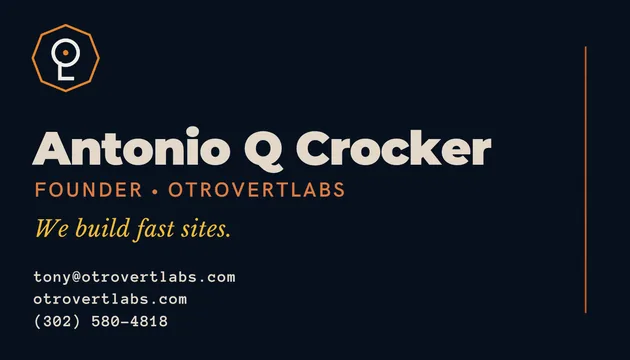 Example Card Pack: the OtrovertLabs founder's business card, front